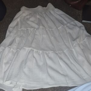 White Tiered Midi Skirt - Women
